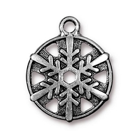Image Metal Charms snowflake antique silver 20 x 24mm, 3/4