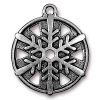 Image Metal Charms snowflake antique silver 24 x 28mm, 1