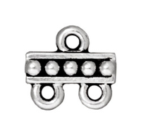 Image lead free pewter 10.5mm beaded 2 to 1 link antique silver