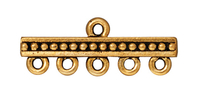Image lead free pewter 27mm beaded 5 to 1 link antique gold