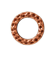 Image lead free pewter 9mm hammered circle link antique copper