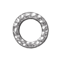 Image lead free pewter 9mm hammered circle link silver finish