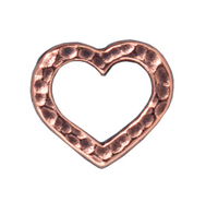 Image lead free pewter 14 x 12mm hammered heart link antique copper