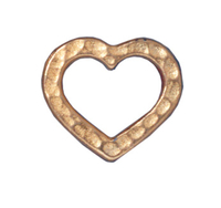 Image lead free pewter 14 x 12mm hammered heart link gold finish