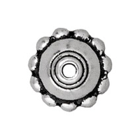 Image lead free pewter 8mm beaded bead cap antique silver