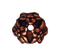 Image lead free pewter 7mm jasmine bead cap antique copper