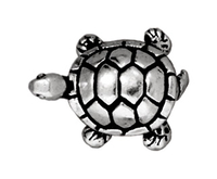 Image Metal Beads 12 x 15mm turtle antique silver lead free pewter