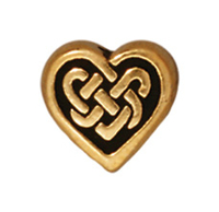 Image Metal Beads 9mm Celtic heart antique gold lead free pewter