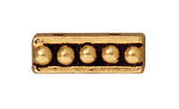 Image lead free pewter 11mm beaded 2 hole spacer bar link antique gold