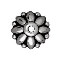 Image lead free pewter 8mm dharma bead cap antique silver