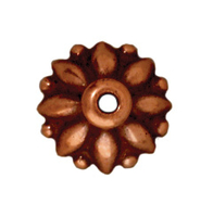 Image lead free pewter 8mm dharma bead cap antique copper
