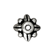 Image lead free pewter 5mm leaf bead cap antique silver