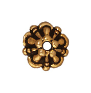 Image lead free pewter 5mm tiffany bead cap antique gold