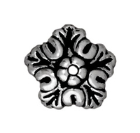 Image lead free pewter 10mm oak leaf bead cap antique silver