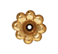 Image lead free pewter 10mm scalloped bead cap antique gold