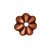 Image lead free pewter 5mm petal bead cap antique copper