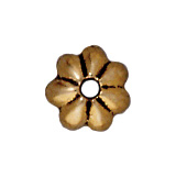 Image lead free pewter 5mm petal bead cap antique gold