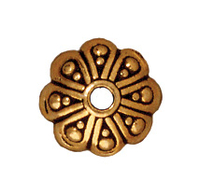 Image lead free pewter 8mm oasis bead cap antique gold