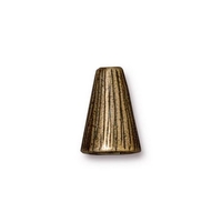 Image lead free pewter 13 x 9mm textured cone antique gold