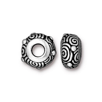 Image Metal Beads spiral rondell antique silver finish lead free pewter