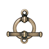 Image lead free pewter 12mm bar & ring toggle clasp brass finish
