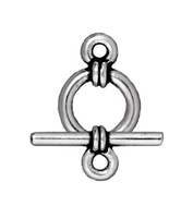 Image lead free pewter 9mm wrapped toggle clasp antique silver