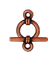 Image lead free pewter 9mm wrapped toggle clasp antique copper