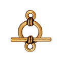 Image lead free pewter 9mm wrapped toggle clasp antique gold