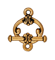 Image lead free pewter 12mm classic toggle clasp antique gold