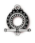 Image lead free pewter 17mm Bali style toggle clasp antique silver