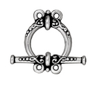 Image lead free pewter 15mm heirloom 2 loop toggle clasp antique silver