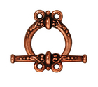 Image lead free pewter 15mm heirloom 2 loop toggle clasp antique copper