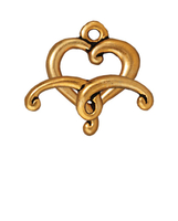 Image lead free pewter 14mm jubilee heart toggle clasp antique gold