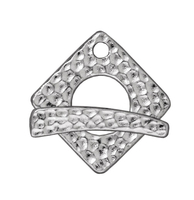 Image lead free pewter 18mm hammered square toggle clasp silver finish