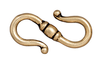 Image lead free pewter 13 x 23mm S-hook clasp antique gold