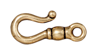 Image lead free pewter 9 x 20mm hook clasp antique gold