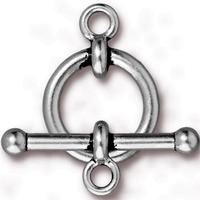 Image lead free pewter 3/4 inch toggle clasp antique silver