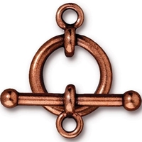 Image lead free pewter 3/4 inch toggle clasp antique copper