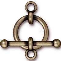 Image lead free pewter 3/4 inch toggle clasp antique brass