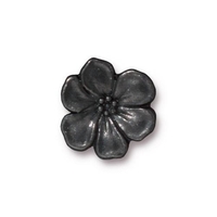 Image lead free pewter 15.75mm Apple Blossom button black
