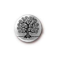 Image lead free pewter 15.82mm Tree of Life button antique silver