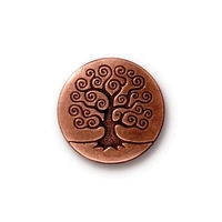Image lead free pewter 15.82mm Tree of Life button antique copper