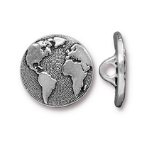 Image lead free pewter 17mm Earth button antique silver