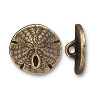 Image lead free pewter 17mm sand dollar button antique brass