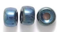 Image Czech Pressed Glass 9mm crow blue iris opaque iridescent