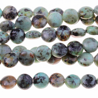 Image African Turquoise 8mm puffy coin blue green with spots
