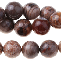 Image Wood Opalite 10mm round mixed beiges and browns
