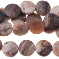 Image Wood Opalite 12mm coin mixed beiges and browns