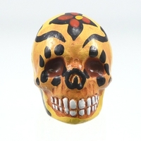 Image Clay Beads 16 x 22mm day of the dead sugar skull gold with flower clay