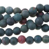 Image Bloodstone 8mm round dark green with red